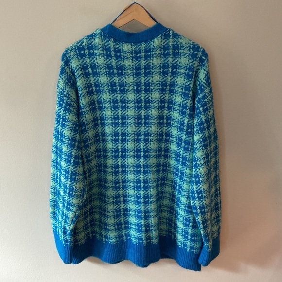 Zara Plaid Knit Jacket Blue Size Medium - Picture 6 of 16